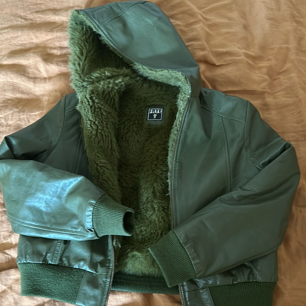 Green Frye leather jacket